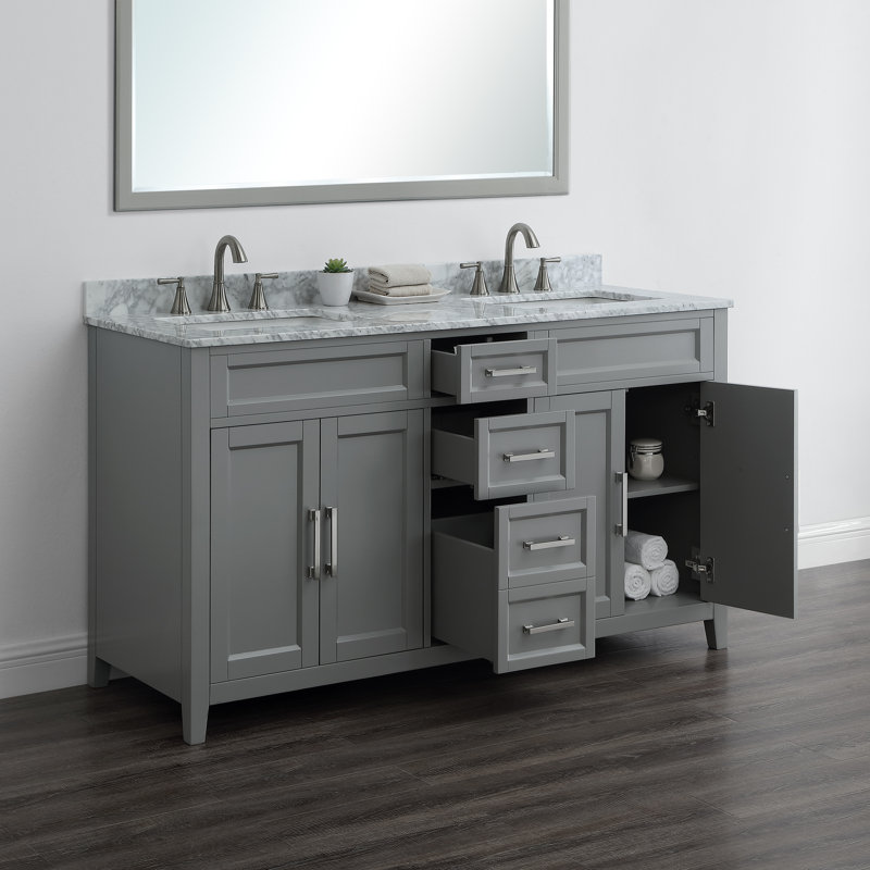 Wrought Studio Horacia 60'' Freestanding Double Bathroom Vanity with